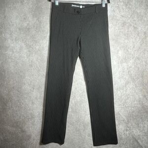 Betabrand Dress Pants Womens M Black Pinstriped Straight‎ Leg Pull On Trousers